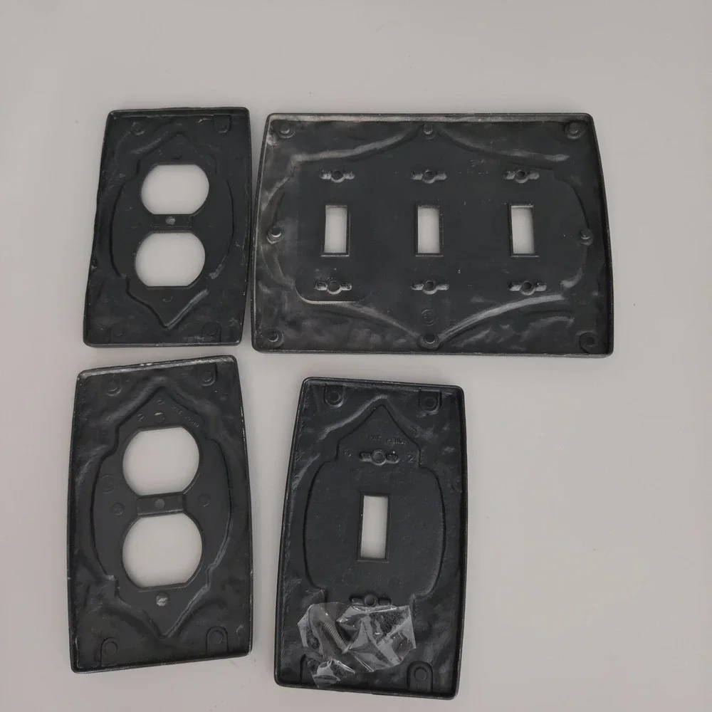 Vtg Set Pewter Metal Outlet & Switch‎ Cover Plates Moody Industrial Goth